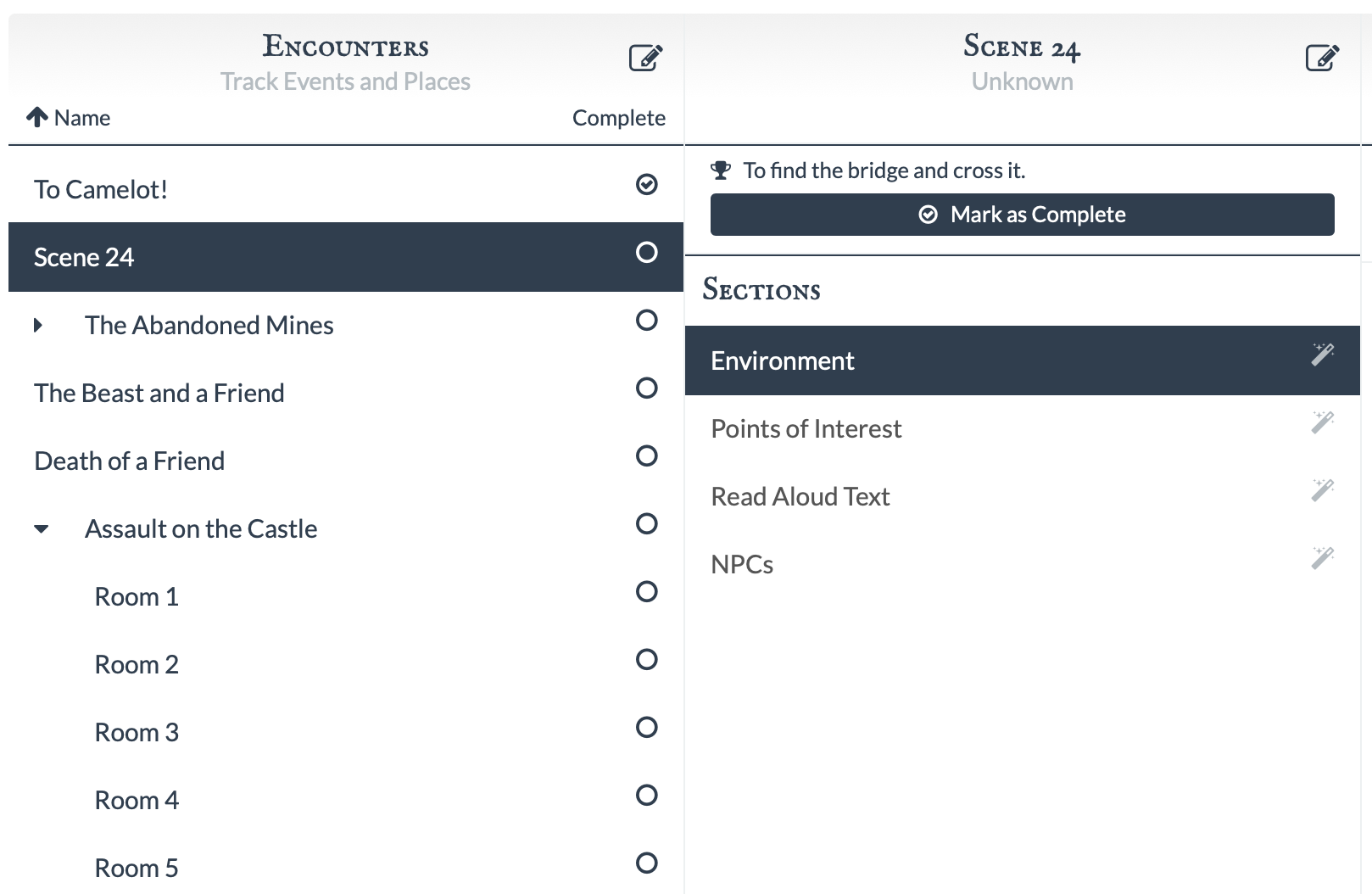 A screenshot of the new sorting for encounters and completion status.